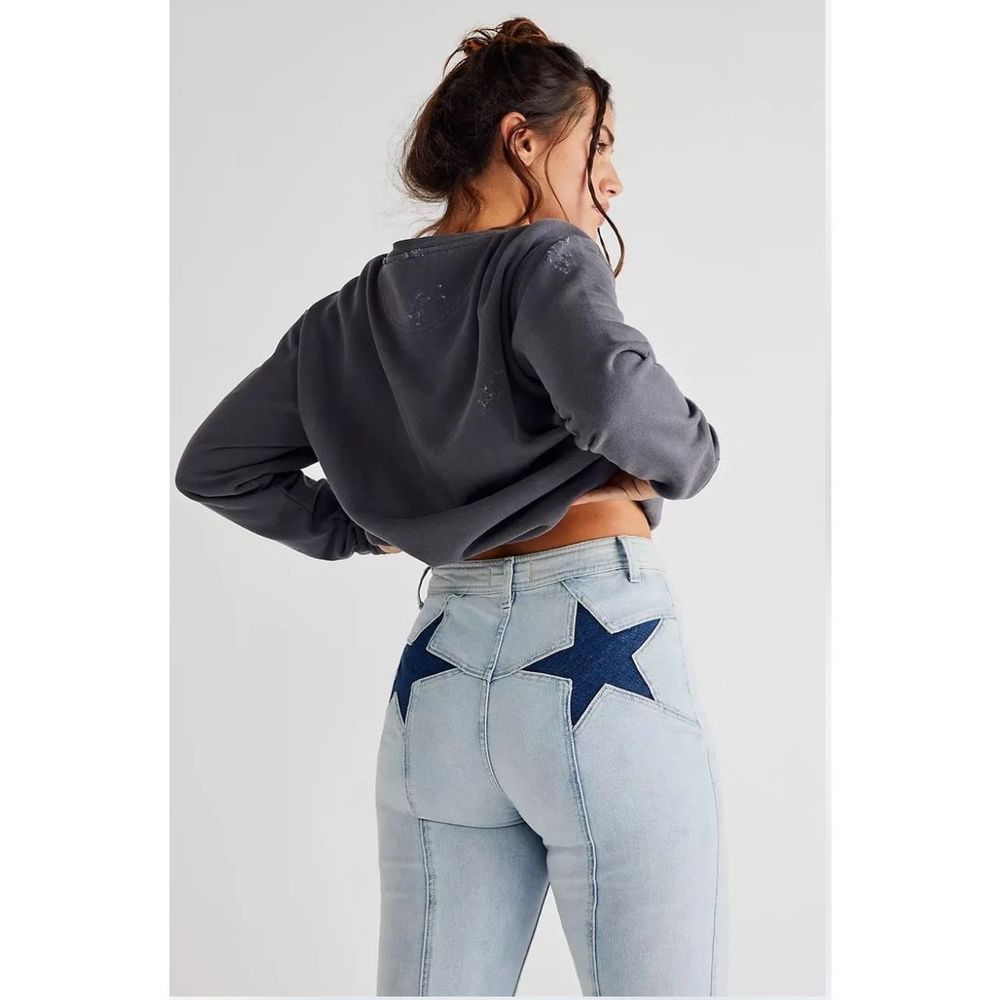 New Free People Firecracker Flare Jeans Size 31 Black - Picture 3 of 7